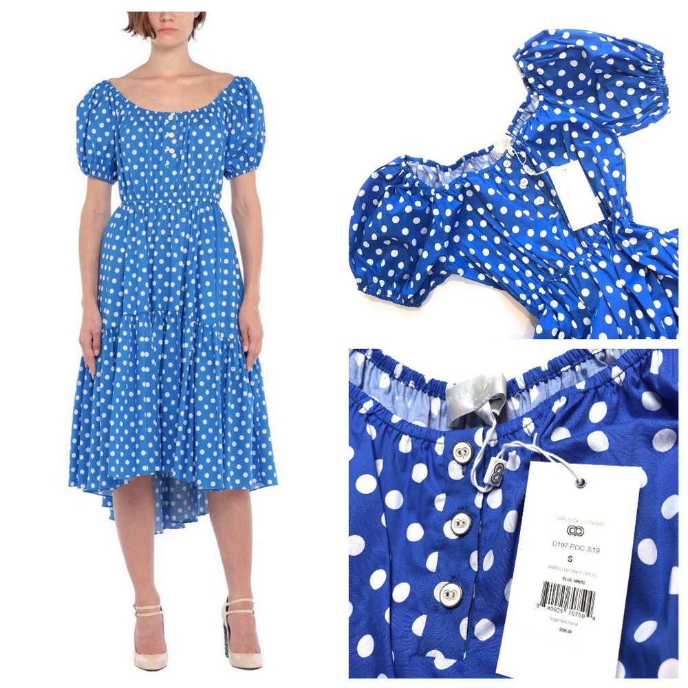 New Auc Caroline Constas Bardot Flounce Midi Dress